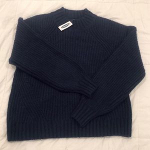 NWT navy mock neck shaker stitch sweater